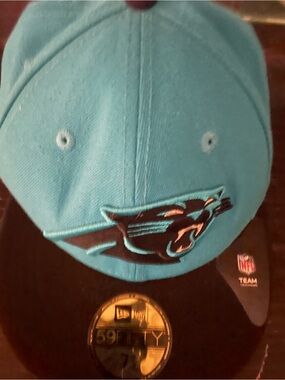 New Era Teal Carolina Panthers Fitted Cap with Black Undervisor